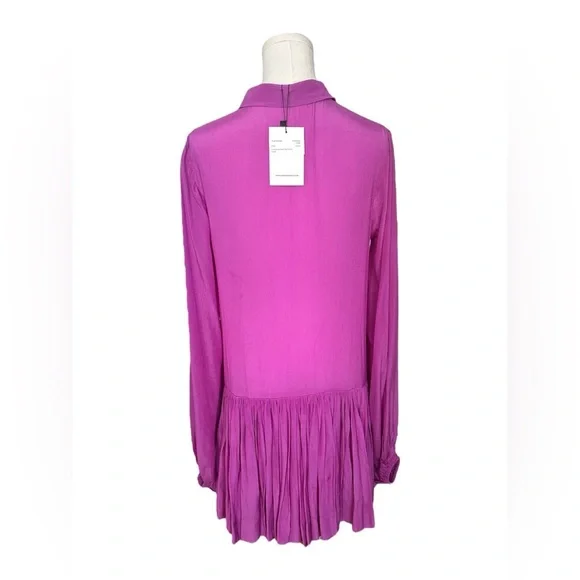 Purple Silk Mini Dress Karina Grimaldi Constance Solid Women Size XS Sm NO BELT - Picture 9 of 16